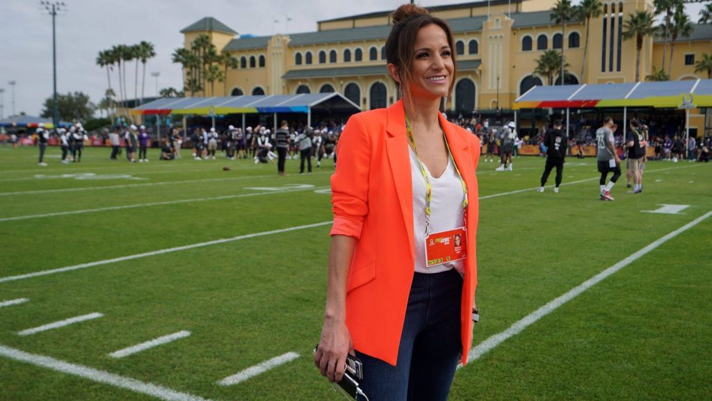 Jan 23, 2020; Kissimmee, Florida, USA; ESPN NFL Countdown analyst Dianna Russini poses during AFC practice at ESPN Wide World of Sports. Mandatory Credit: Kirby Lee-USA TODAY Sports